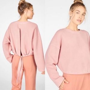NWT Fabletics Anna Tie-Back Waffle Sweatshirt In Tuscany Clay Size Large